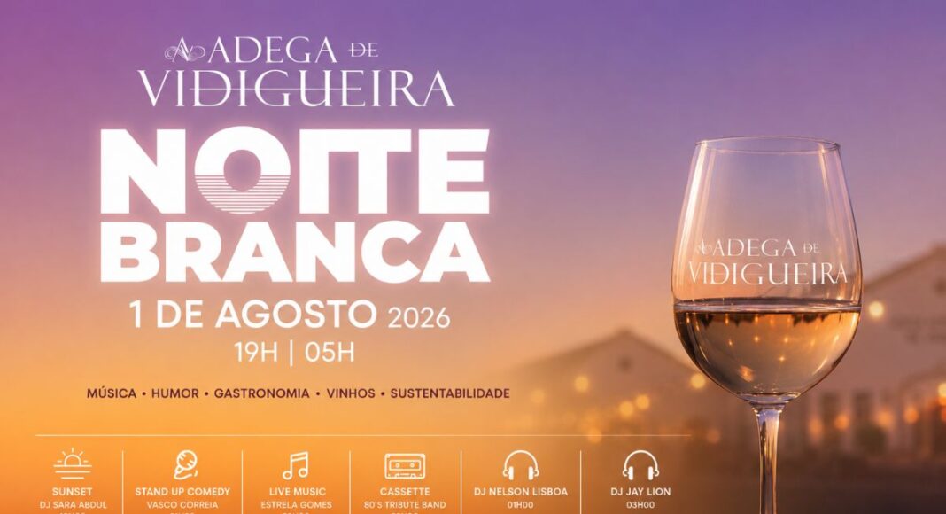 Noite Branca Vidigueira 2026 junta DJs, stand-up comedy e música ao vivo
