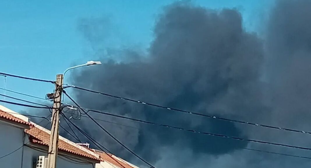 Incêndio em armazém de reciclagem propaga-se a zona de mato em Montemor-o-Novo